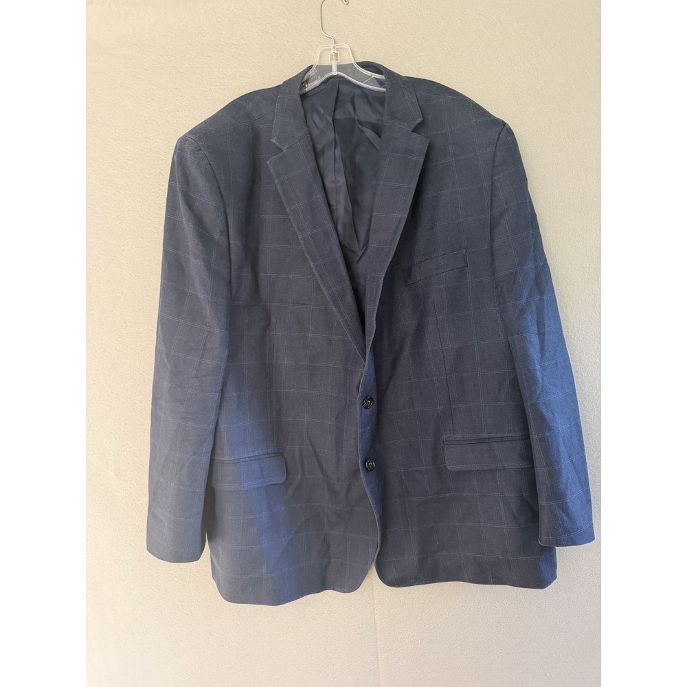Lauren Ralph Lauren Blazer Sport Coat Mens 54R Blue Silk Wool Plaid Jacket